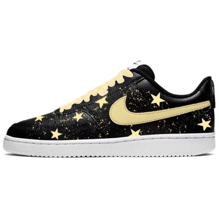 Nike Nike Court Vision 1 Starry Yellow Ink Splatter Low top Skateboard Shoes Men's Black Yellow