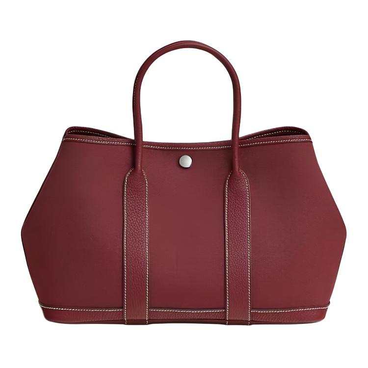 HERMES Garden Party Canvas With Negonda Calfskin Handbag 30 Women's 55 Rouge H Hermes Red