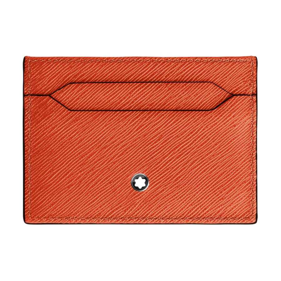 MONTBLANC Cow Leather Card Holder Unisex Orange