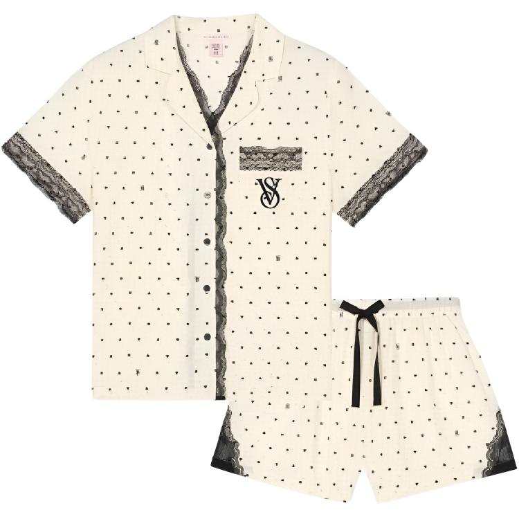 Victoria's Secret Pajama Set Women's Polka Dot Lace