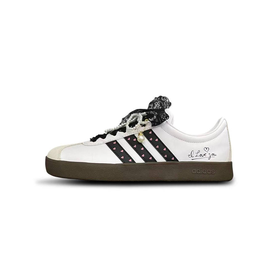 Adidas Adidas Vl Court Classic Skateboard Shoes Unisex Low Top White/Silver/Black