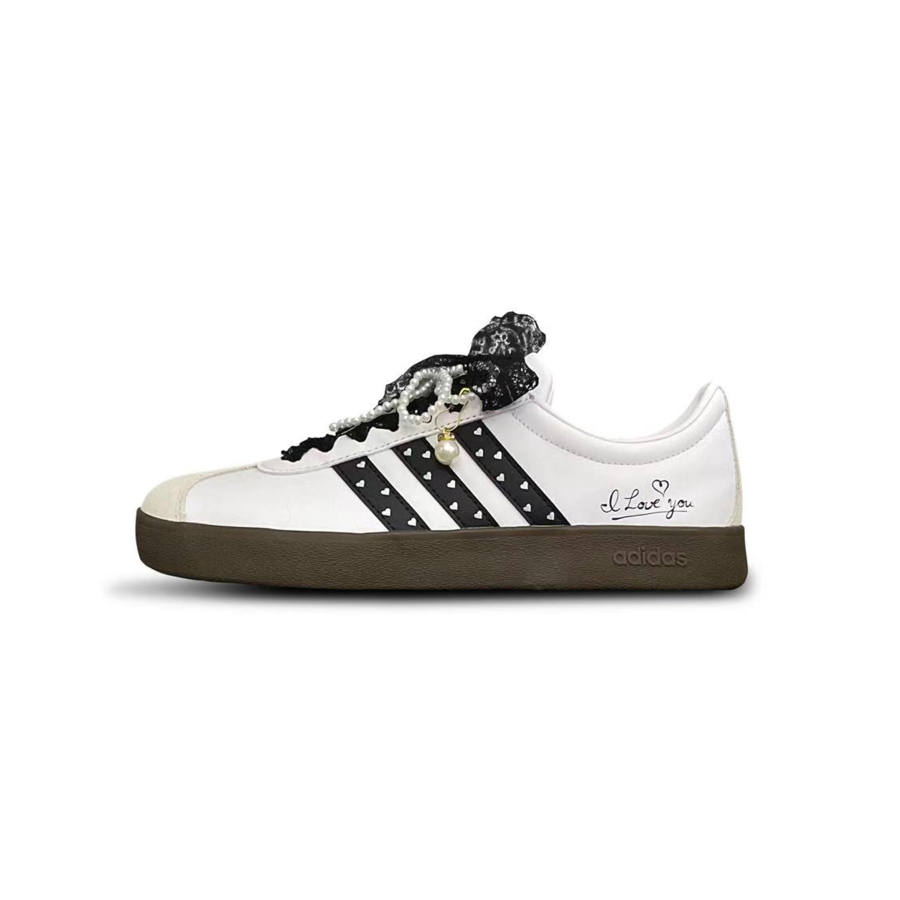 Adidas Adidas Vl Court Classic Ta Tu Alice Synthetic Leather Low top Skateboard Shoes Unisex Black White
