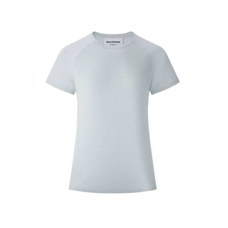 SALOMON T Shirts Women's Pearl Gray Blue Crew Neck Moderate