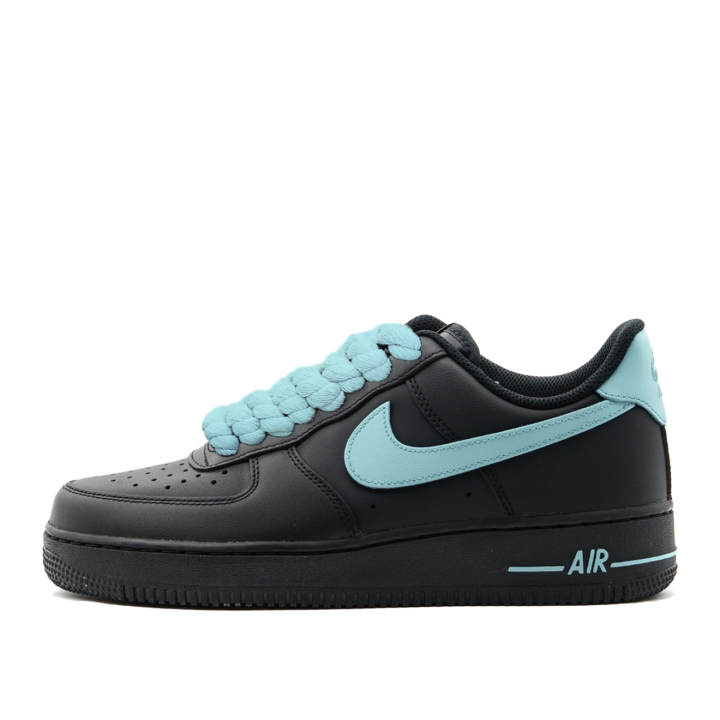 Nike Nike Air Force 1 Ice Blue Black Warrior Abrasion Resistant Slip Resistant Low top Skateboard Shoes Unisex Black Blue