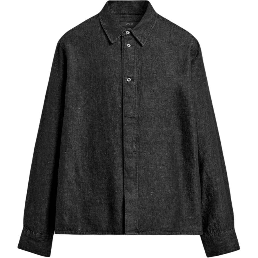 ZARA Shirts Unisex Black Lapel Moderate Other