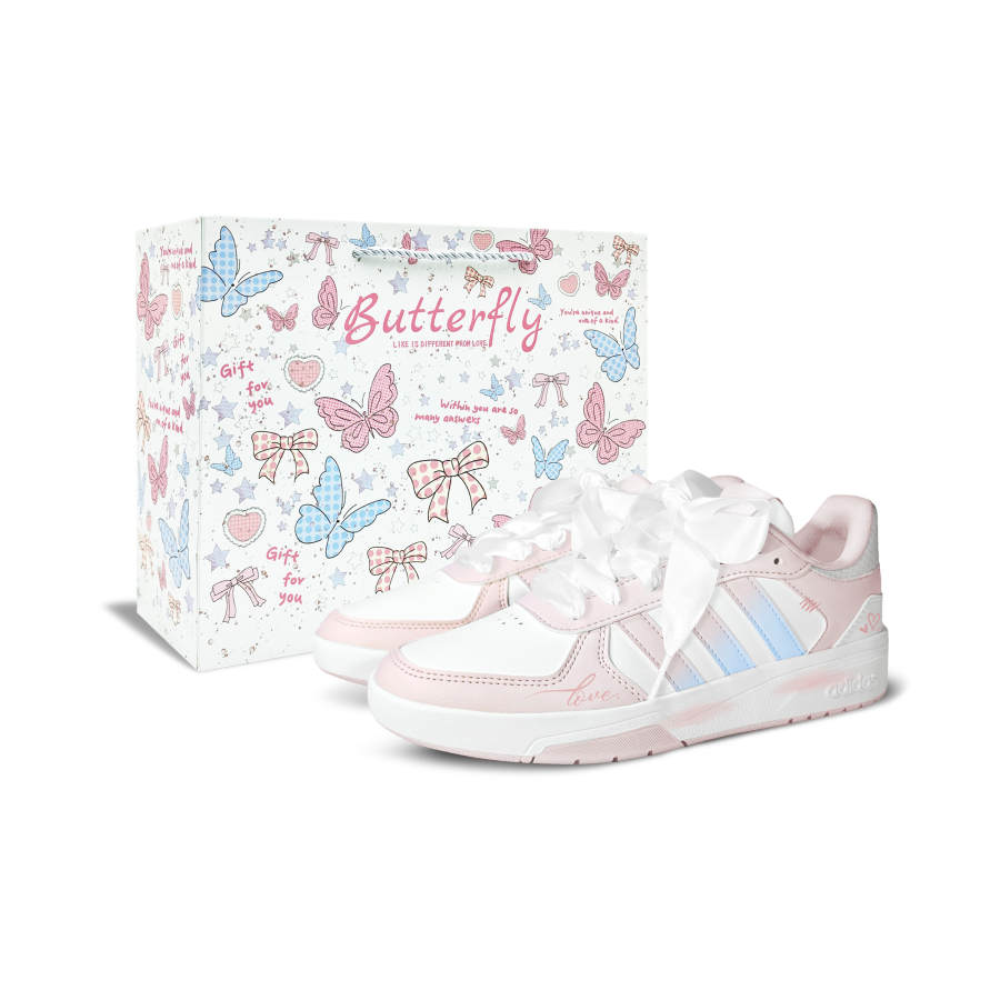 Adidas Adidas COURTBEAT Sweetheart Lover BOX Synthetic Leather Low top Skateboard Shoes Unisex Pink Blue