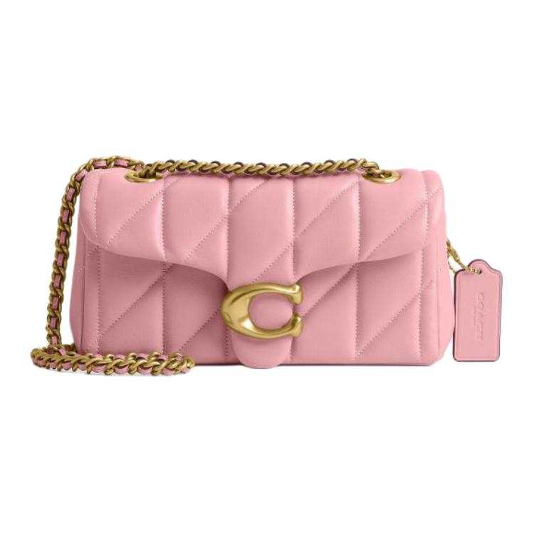 COACH Pillow Tabby Sheepskin Shoulder Bag, Crossbody Bag Small Women's Floral Pink