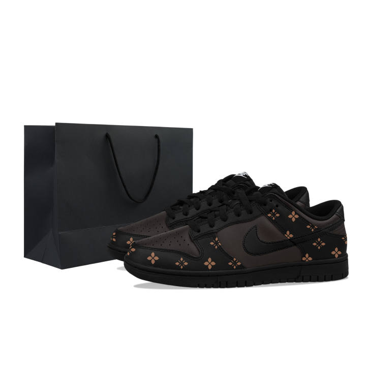 Nike Nike Dunk Low Leather Low top Casual Skate Shoes Men's Black Brown