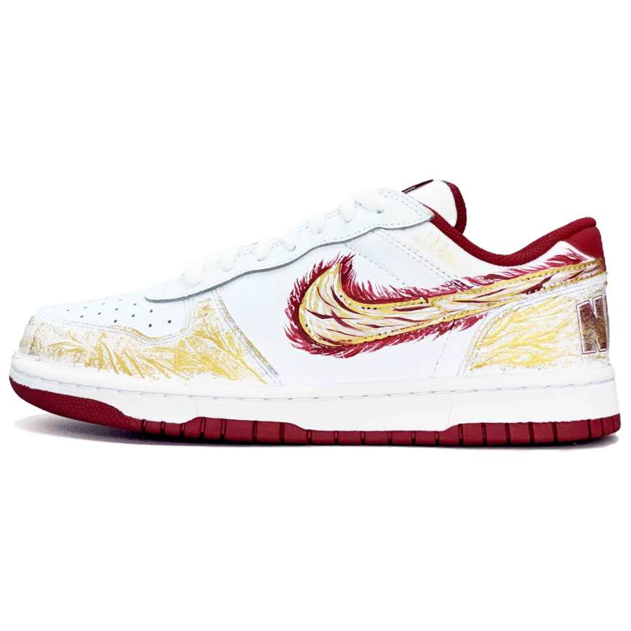 Nike Nike Big Nirvana Phoenix Leather Abrasion Resistant Lightweight Low top Skateboard Shoes Unisex Red Gold