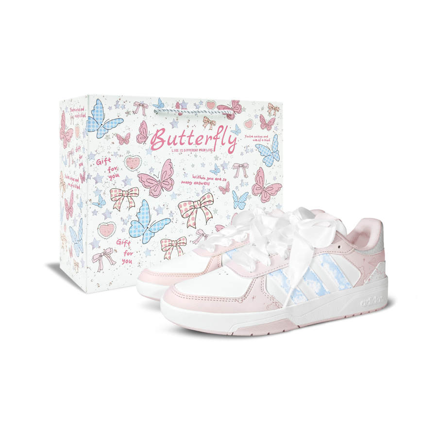 Adidas Adidas COURTBEAT Pink Cloud Mist BOX Synthetic Leather Low top Skateboard Shoes Unisex Pink Blue