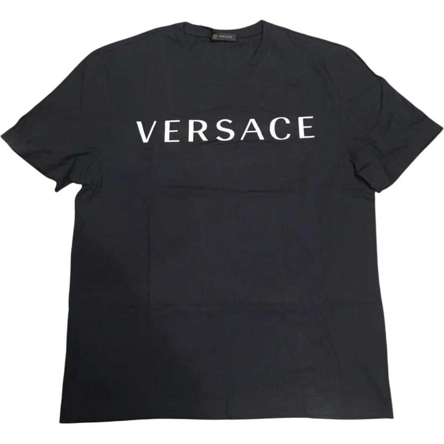 VERSACE T Shirts Men's Black Crew Neck Moderate Straight Fit