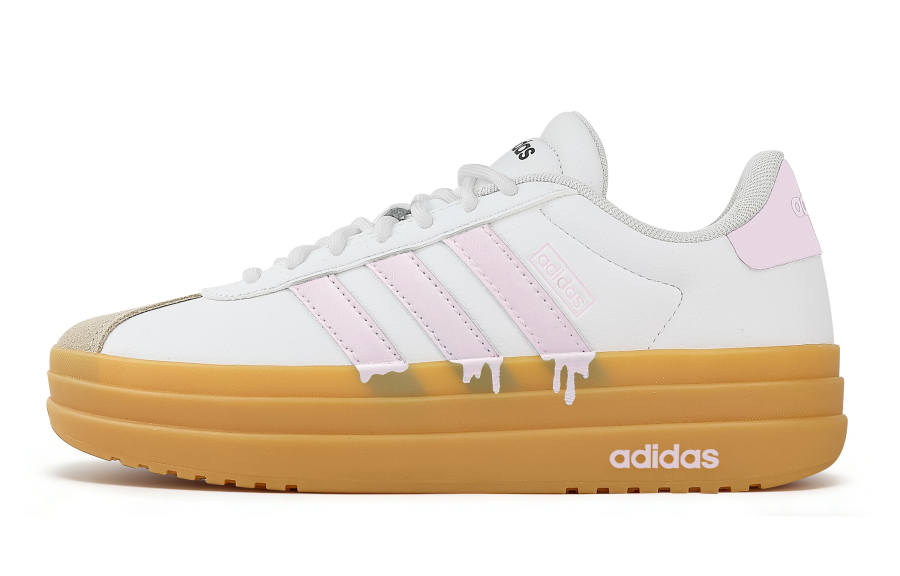 Adidas Adidas VL Court Bold Ice Cream Slip Resistant Abrasion Resistant Low top Skateboard Shoes Women's White Pink