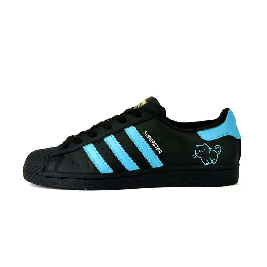 Adidas Originals SUPERSTAR Blue Tone Snug Cat Abrasion Resistant Lightweight Breathable Low top Skateboard Shoes Unisex