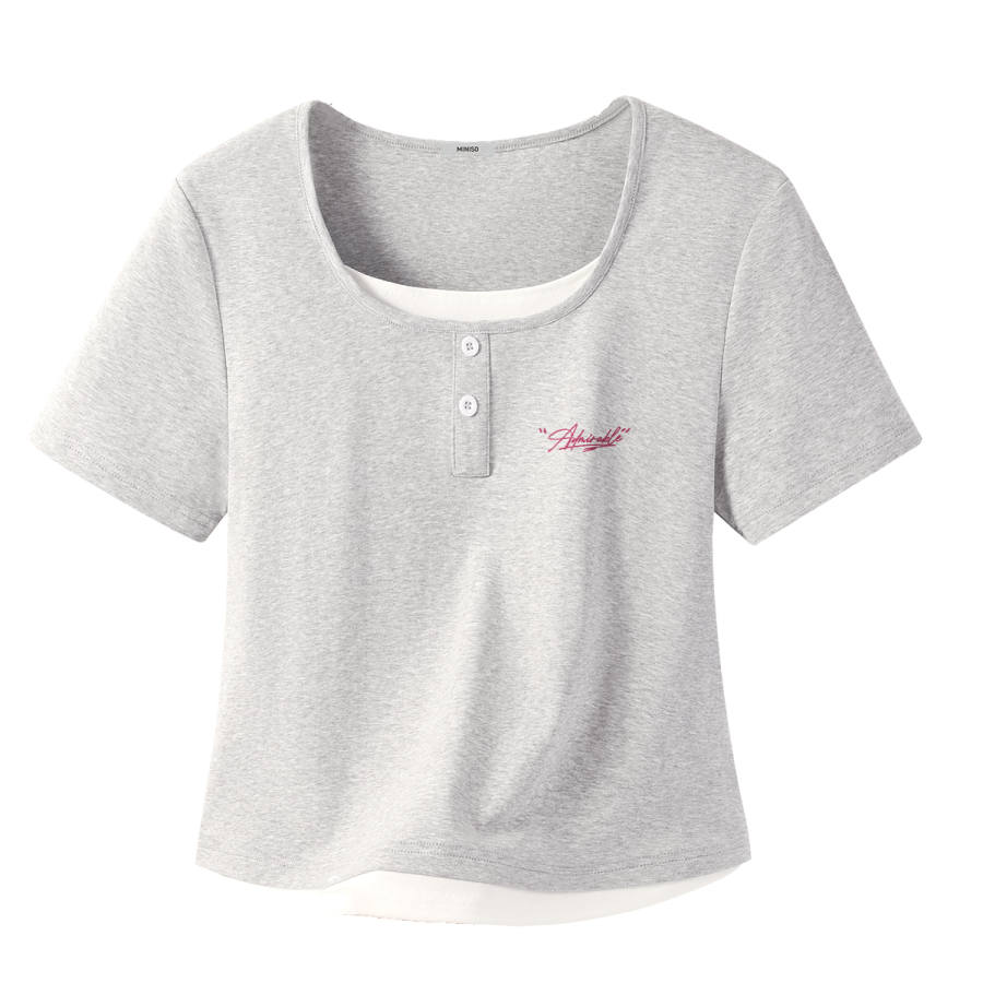 MINISO T Shirts Women's Crew Neck Thin Straight Fit