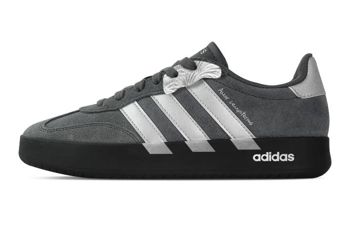 Adidas Custom Adidas BARREDA Gray Silver Love Letter Low top German Army Trainers Unisex Gray