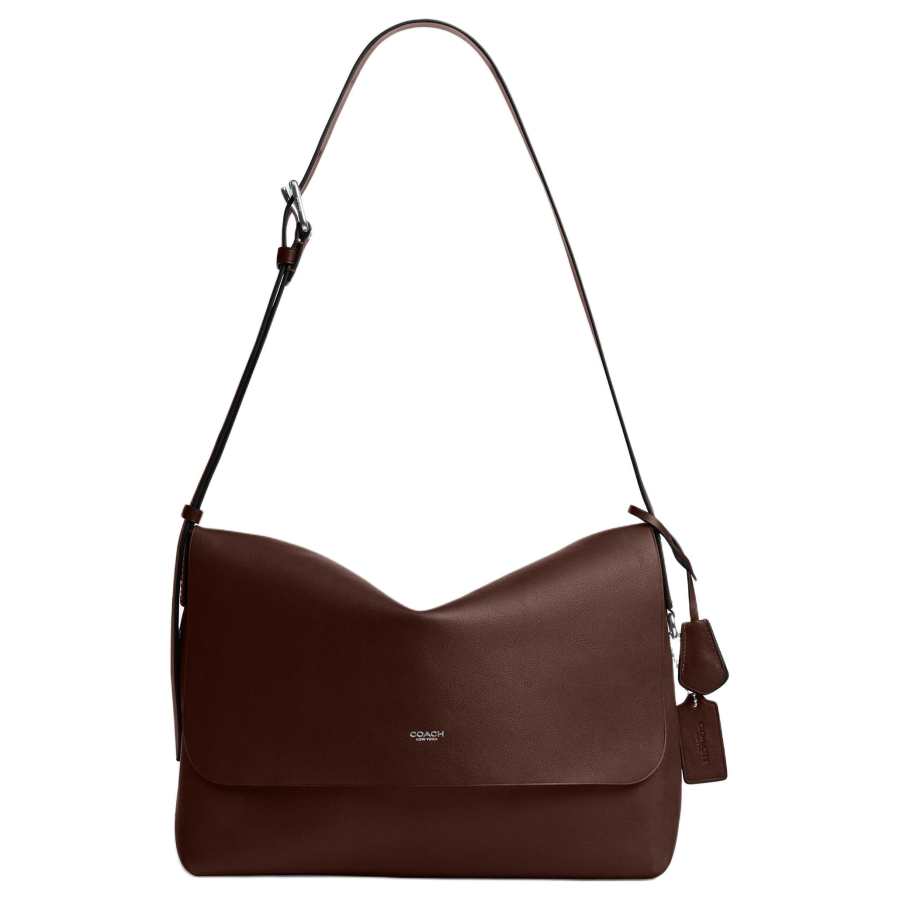 COACH Cow Leather Messenger Bag, Shoulder Bag Large Unisex Maple Brown
