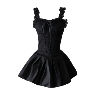 FINDSME GAGA Two Piece Skirt Sets Women's Square Collar Thin Short