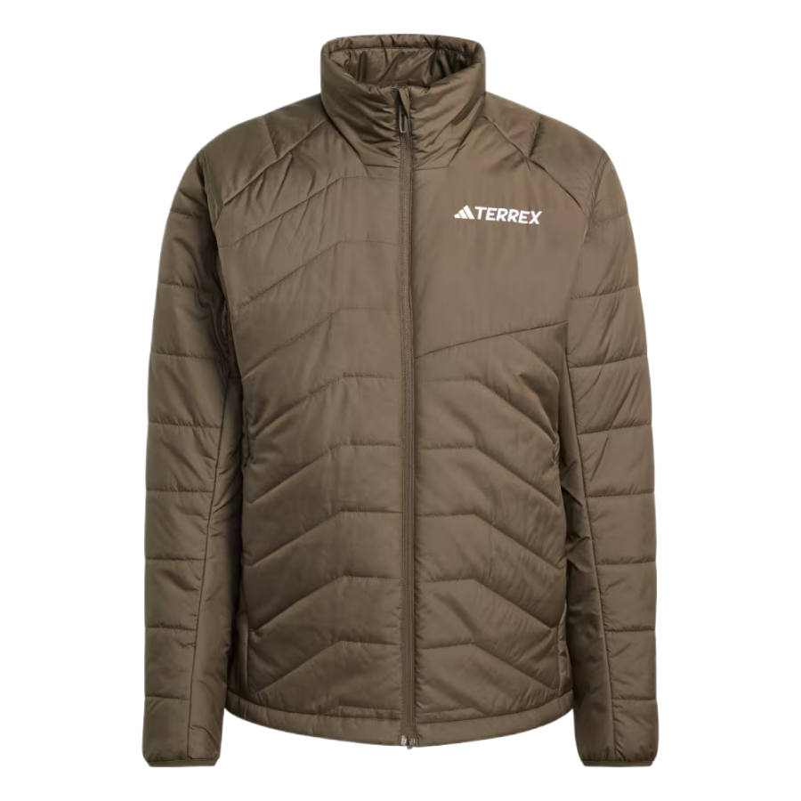 Adidas Adidas Puffer Jackets Men's Dark Olive Green Stand Collar Moderate