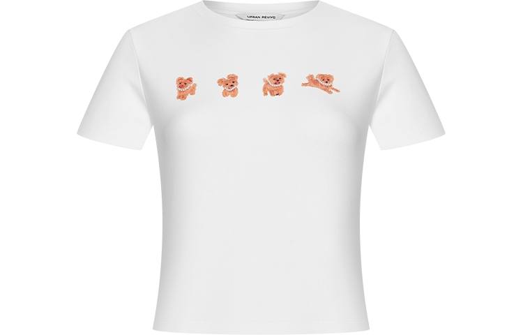 URBAN REVIVO T Shirts Women's White Crew Neck