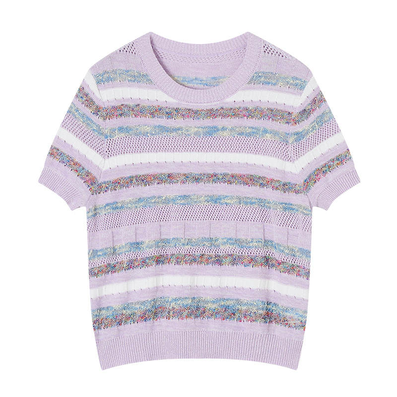 XIANGYING Knitwear Women's Purple Crew Neck Thin A Line