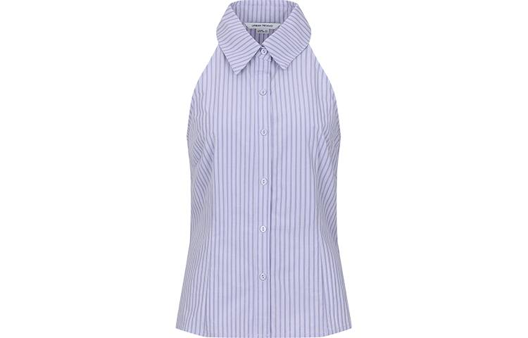 URBAN REVIVO Shirts Women's Light Purple Stripes Lapel