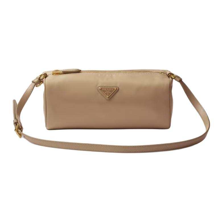 PRADA PRADA Re Nylon Fabric With Leather Shoulder Bag Mini Women's Camel