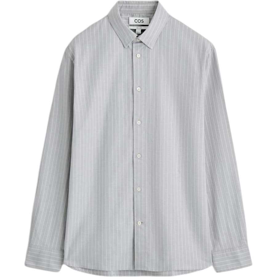 COS COS Shirts Men's Light Gray Stripes Lapel Moderate