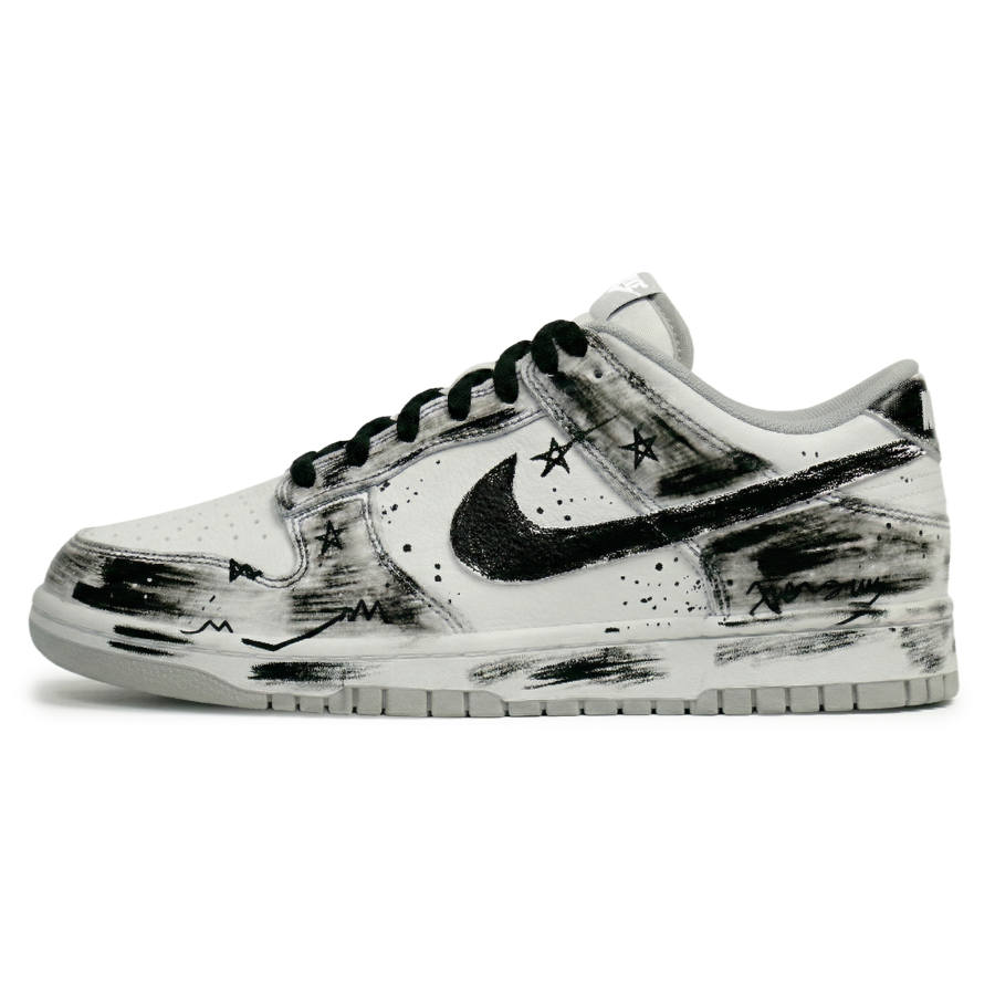 Nike Nike Dunk GD Graffiti Abrasion Resistant Slip Resistant Low top Skateboard Shoes Unisex White