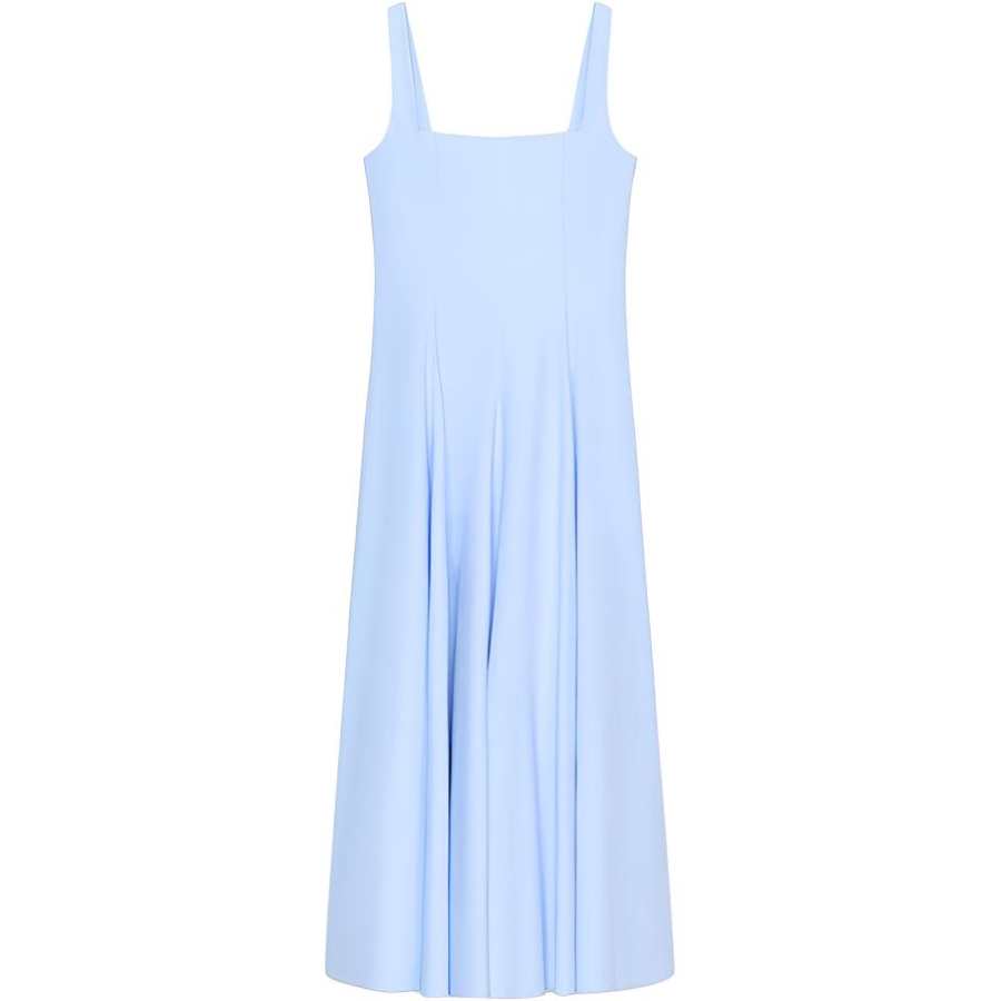 ZARA Sleeveless Dresses Women's Light Blue Square Collar Moderate Midi Skirt