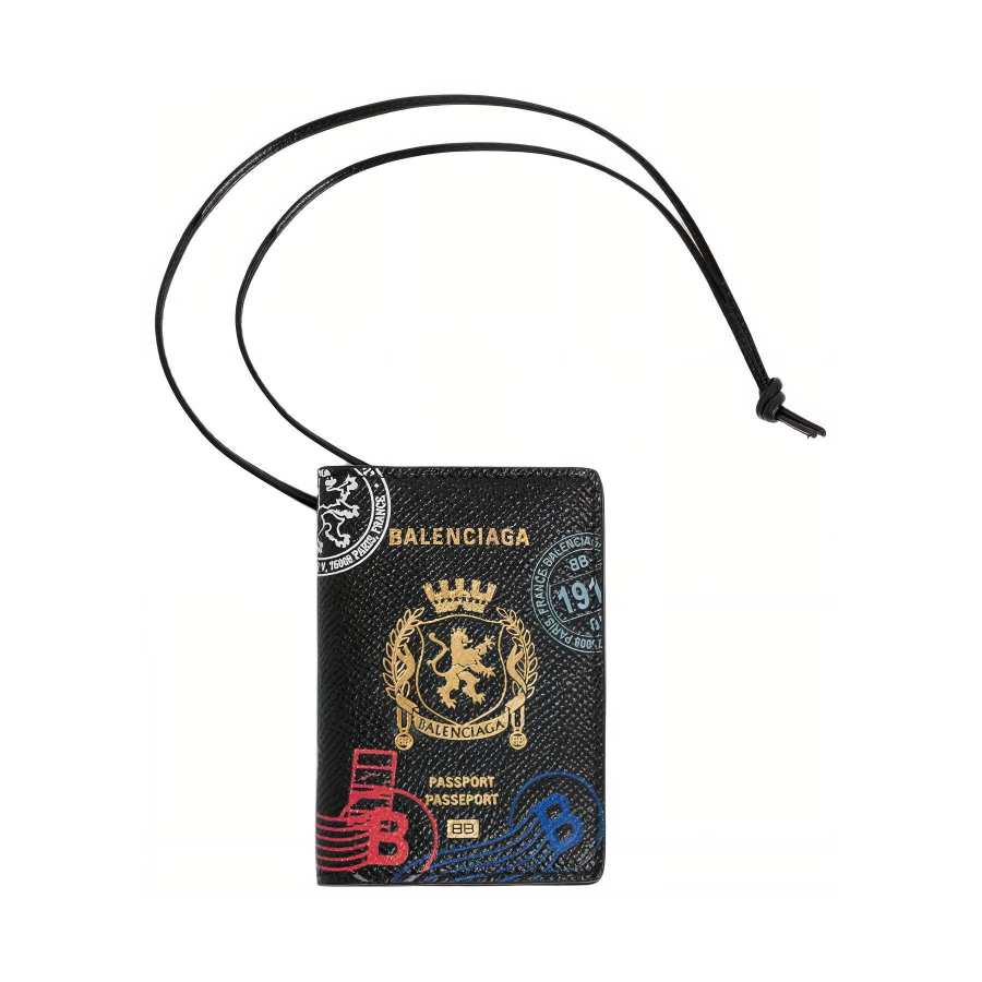 Balenciaga Calfskin Card Holder Men's Black