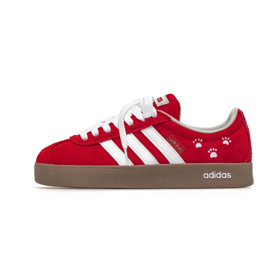 Adidas Adidas Vl Court Classic Kitten Print Height Increasing Lightweight Slip Resistant Low top Skateboard Shoes Unisex Red