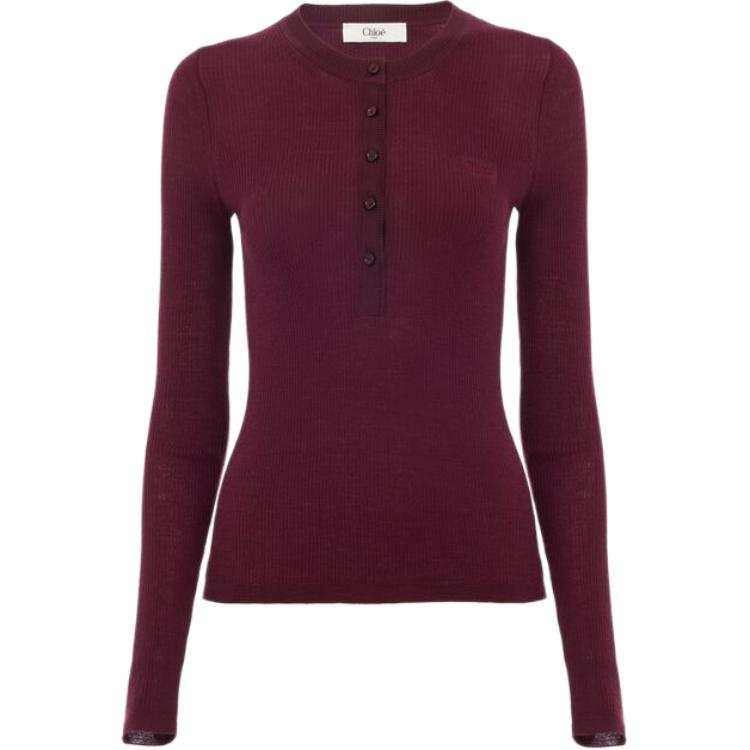 Chloé Chloé ribbed Henley T-shirt