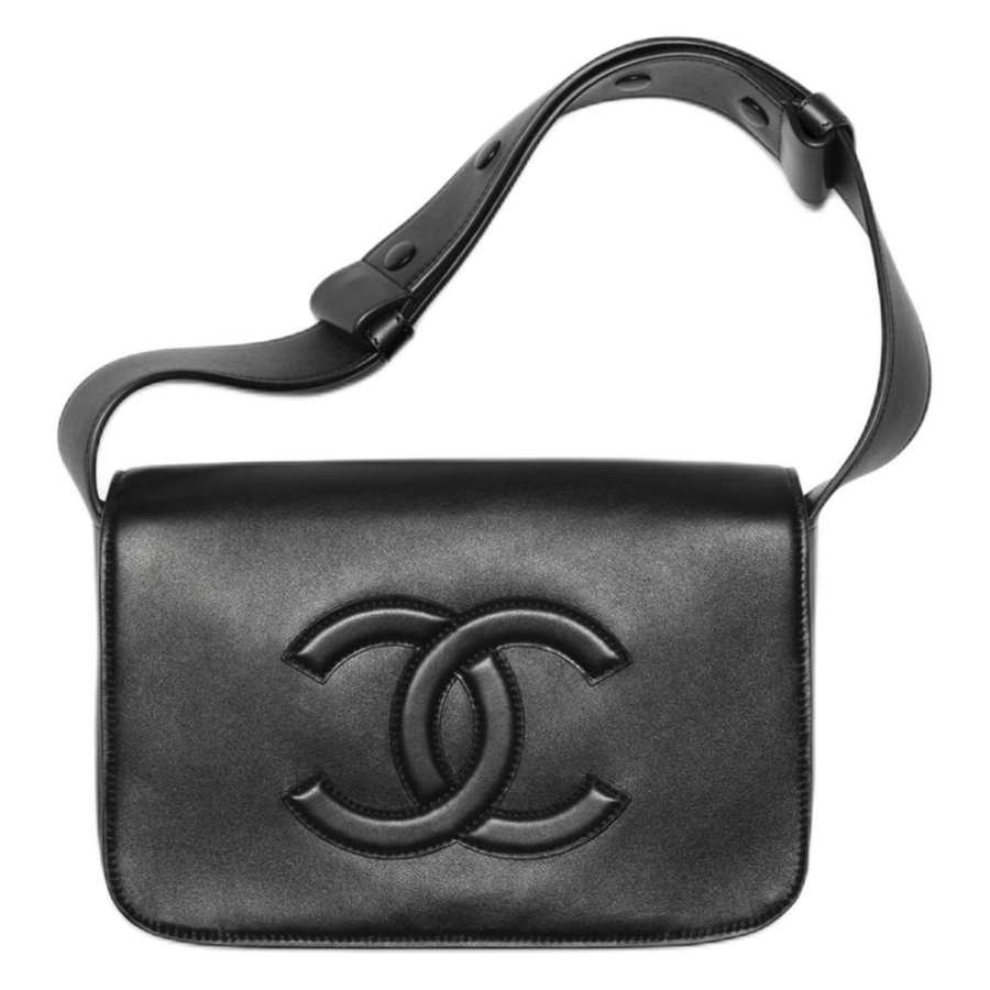 CHANEL Sheepskin Crossbody Bags Women's Black