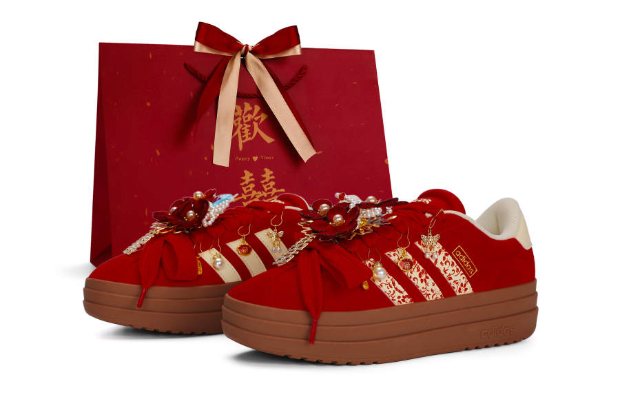 Adidas Custom Adidas VL Court Bold Abrasion Resistant Lightweight Low top German Army Trainers Women's Red