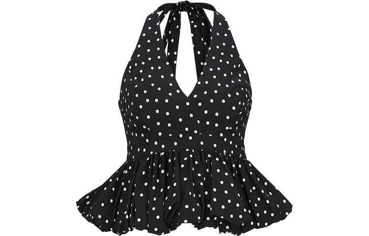URBAN REVIVO Camisoles Women's Black Print V Neck Thin Other