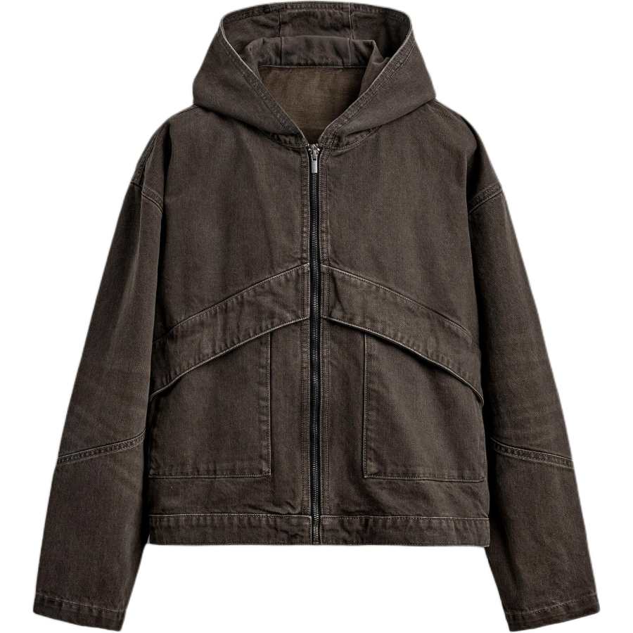 ZARA Denim Jackets Unisex Brown Hooded Non Detachable Moderate