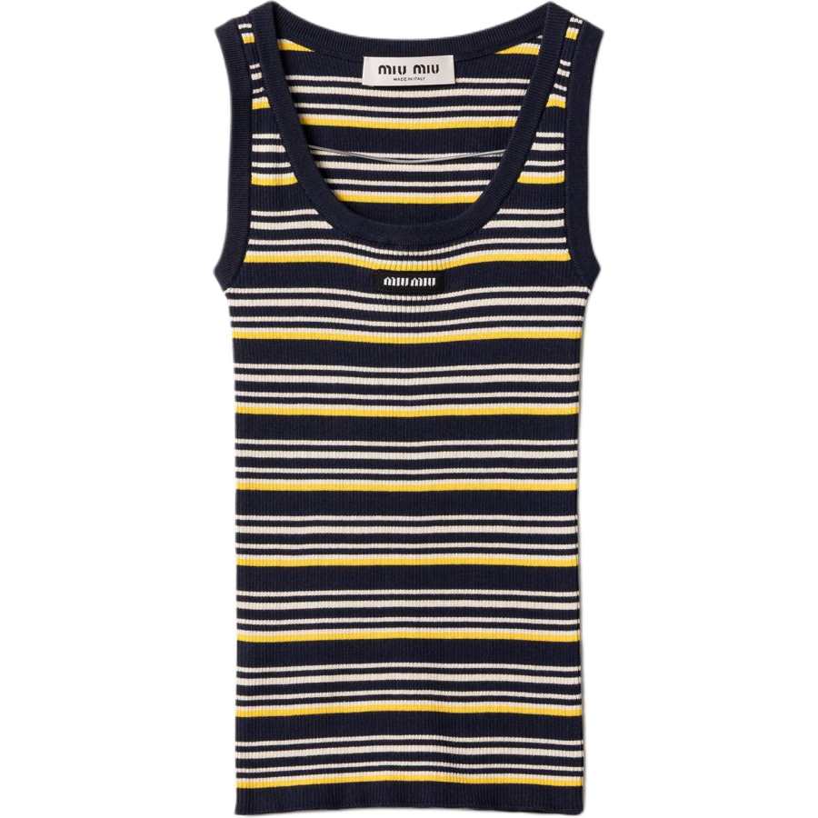 MIU MIU Tank Tops Women's Blue Crew Neck Moderate Straight Fit
