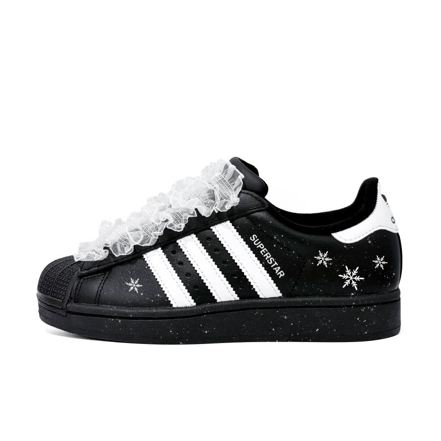 Adidas Originals Superstar 2 Icy Snow Fly Leather Low top Kids' Skateboarding Shoes Black Teenagers