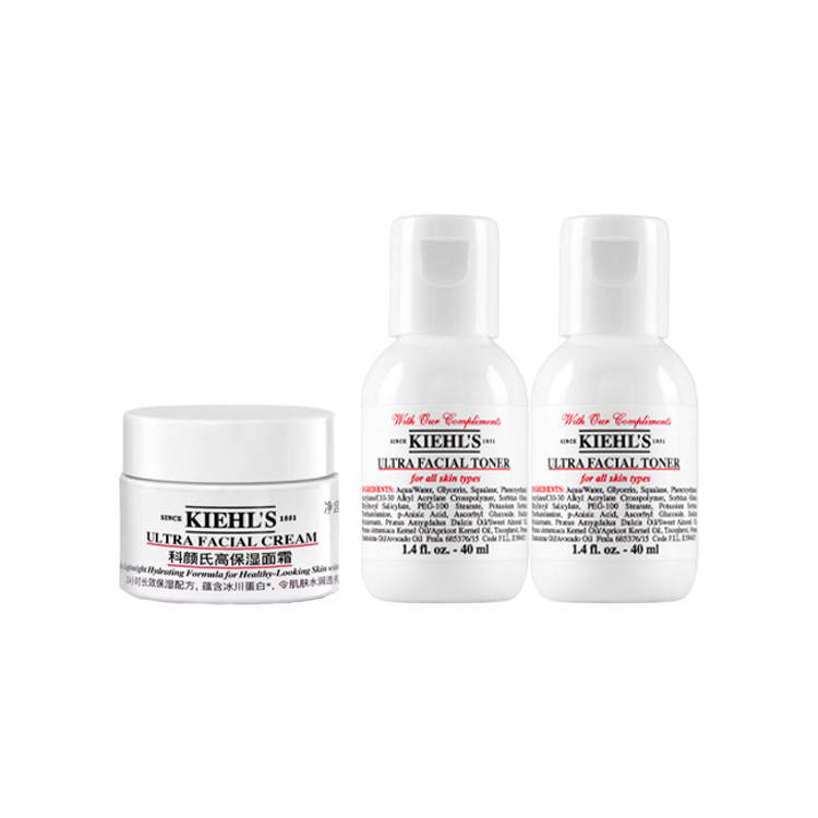 Kiehl's Sample Set High Hydrating Cream, Toner Moisturizing And Hydrating 14ml+40ml*2