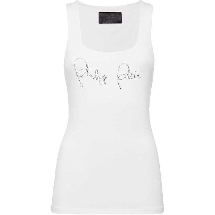 Philipp Plein rhinestone-logo tank top