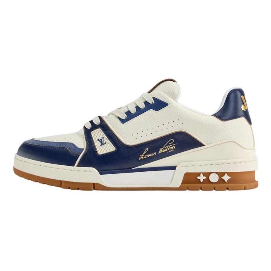 LOUIS VUITTON Trainer Cow Leather Low top Skateboard Shoes Men's Blue White