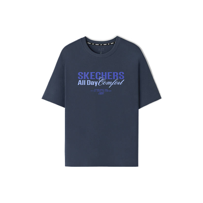 Skechers T Shirts Men's Safety Blue/0515 Crew Neck Moderate