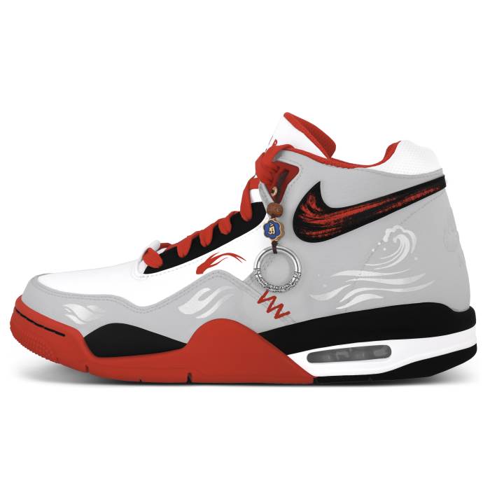 Nike Nike Flight Legacy Koi Fish Playing Water Cushioning Height Increasing Slip Resistant Mid top Vintage Basketball Shoes