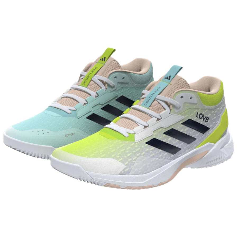 Adidas Adidas Crazyflight 6 Abrasion Resistant Breathable Support Mid top Volleyball Shoes Women's Blue Yellow