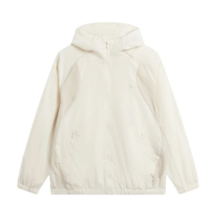 Li-Ning Li Ning Trench Coats Men's Ivory/Pebble White Gray Hooded Moderate Other