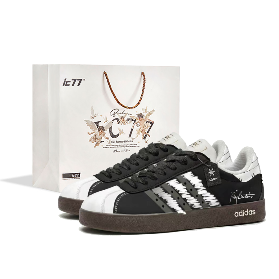 Adidas Adidas VL COURT 2.0 IC77 Snow Trail Story, Box Abrasion Resistant Slip Resistant Low top Skateboard Shoes Unisex