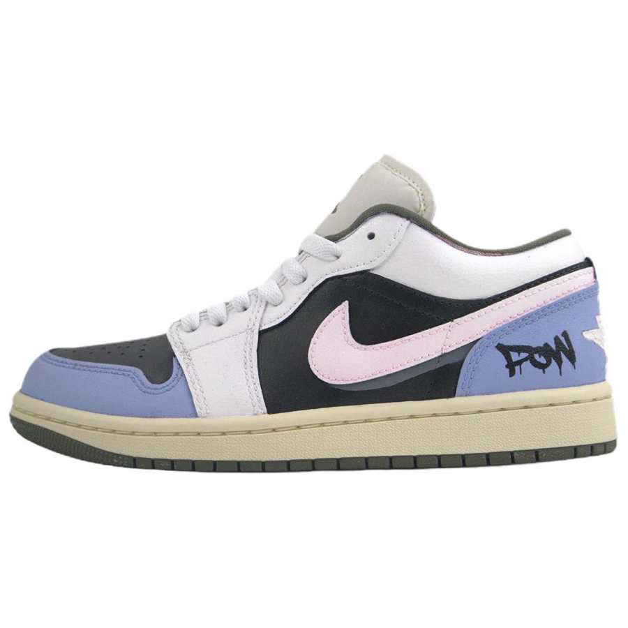 Jordan Jordan Air Jordan 1 Pink Ink Graffiti Leather Street Style Slip Resistant Abrasion Resistant Low top Couple Women's