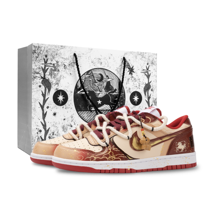 Nike Nike Big Monster Lab, Jin'an Zao Low top Skateboard Shoes Men's White Red Brown