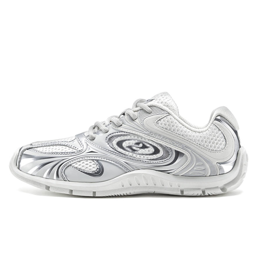 OGR Nautilus Pearl Og White Slip Resistant Low top Skateboard Shoes Unisex White Silver