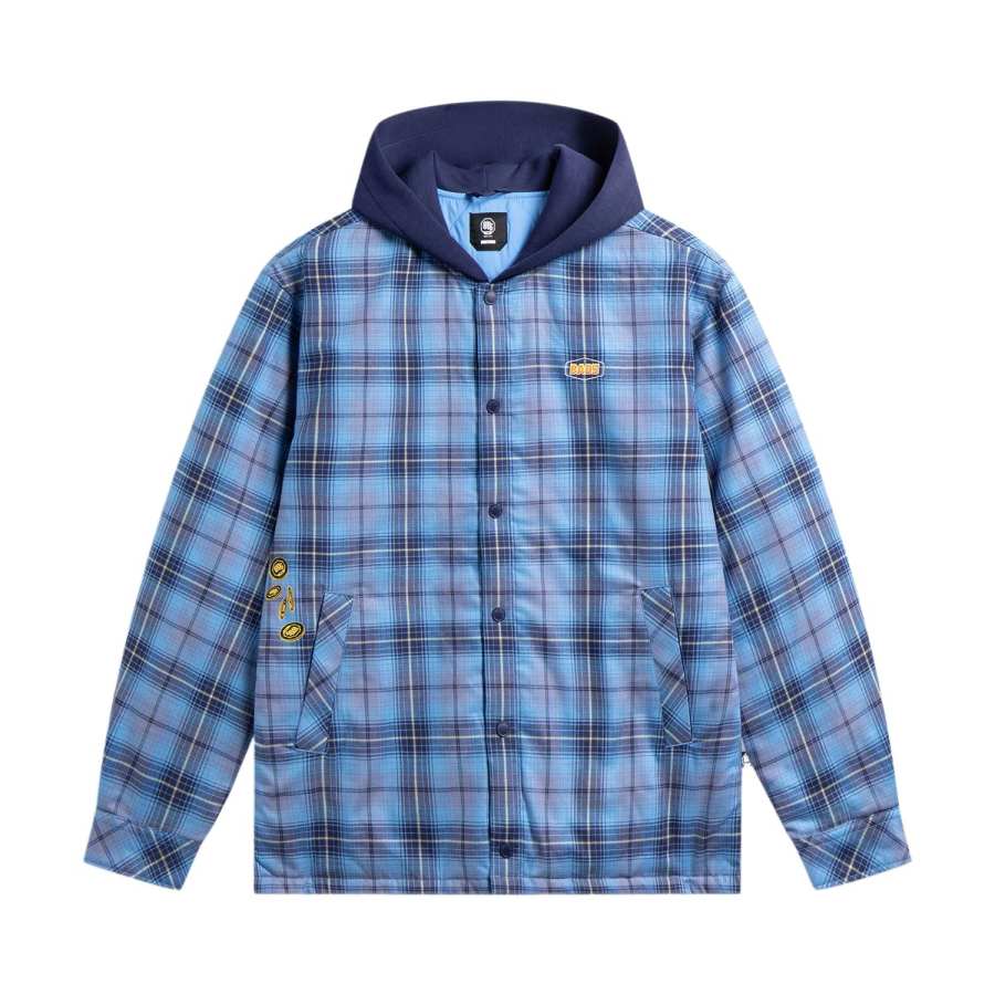 Li-Ning Li Ning Puffer Jackets Men's Dark Ship Blue Plaid Set Hooded Moderate Puffer Jacket
